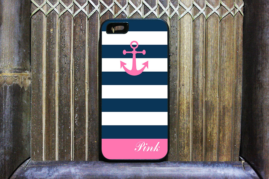 Anchor Navy Pink Pattern For Iphone 5 Case, Iphone 5 Case, Iphone Cover